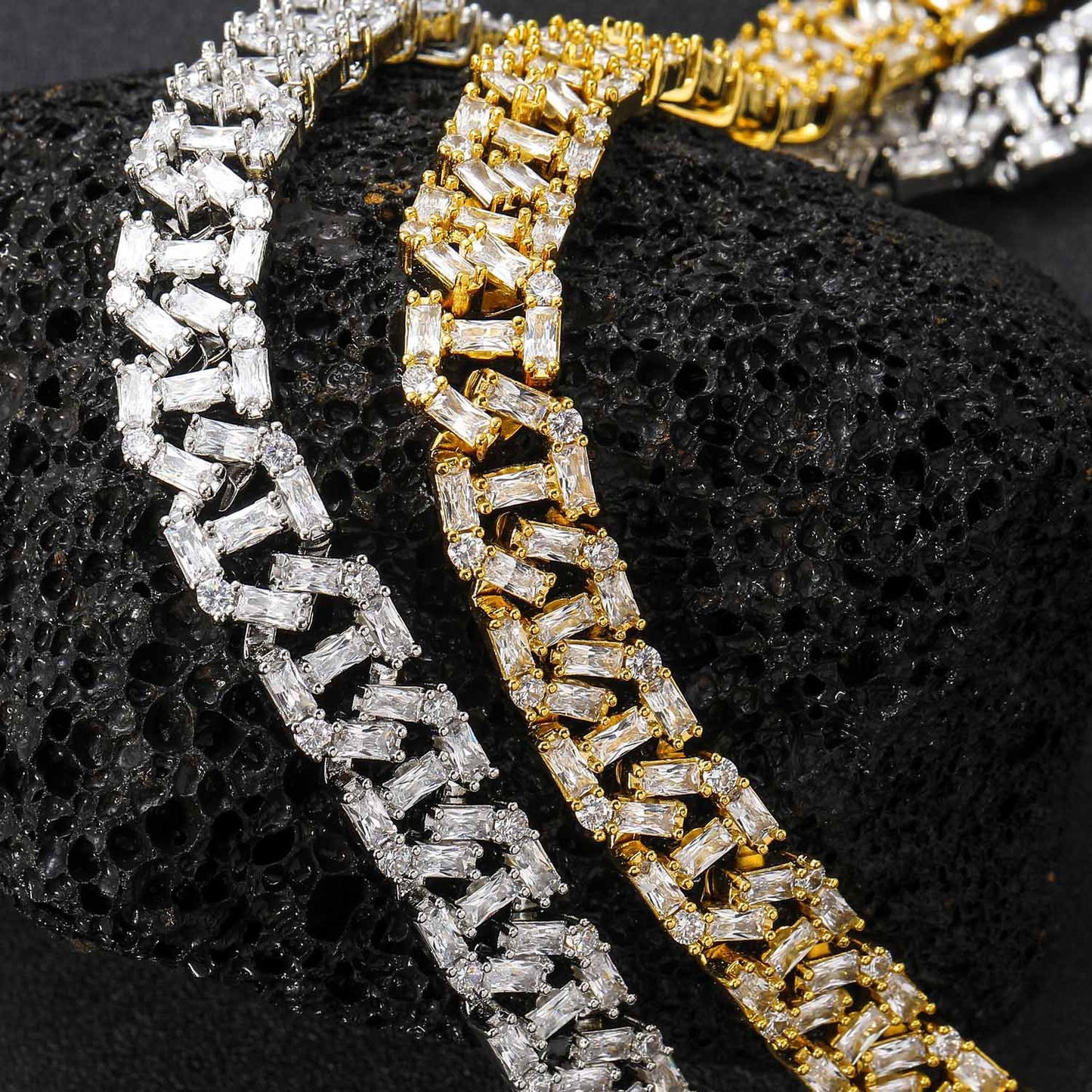 Hip Hop Punk Cuban Link Cubic Zirconia Necklace for Men