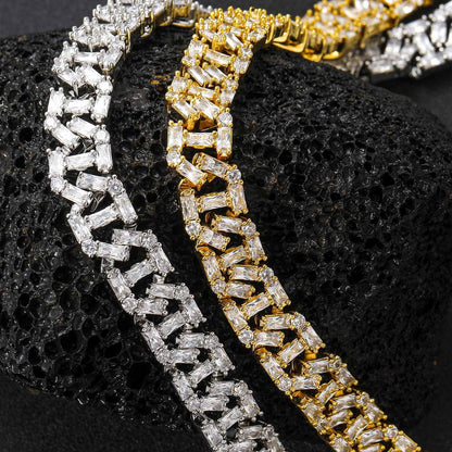 Hip Hop Punk Cuban Link Cubic Zirconia Necklace for Men