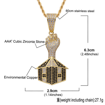 Hip Hop Fashion Cubic Zirconia Pendant Necklace for Men and Women