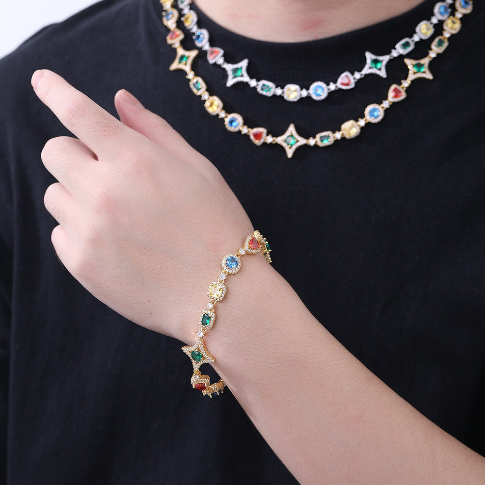 Colorful Star Geometric Chain Necklace & Bracelet Set product image
