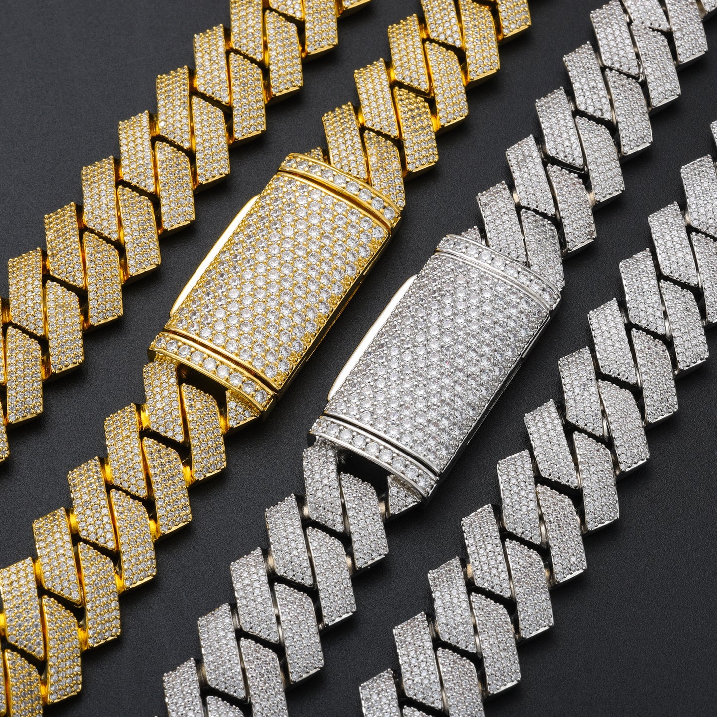 Iced Out Cuban Link Chain Necklace for Men & Women - Geometric Hip Hop Cubic Zirconia Pendant Chain product image