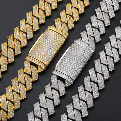 Iced Out Cuban Link Chain Necklace for Men & Women - Geometric Hip Hop Cubic Zirconia Pendant Chain