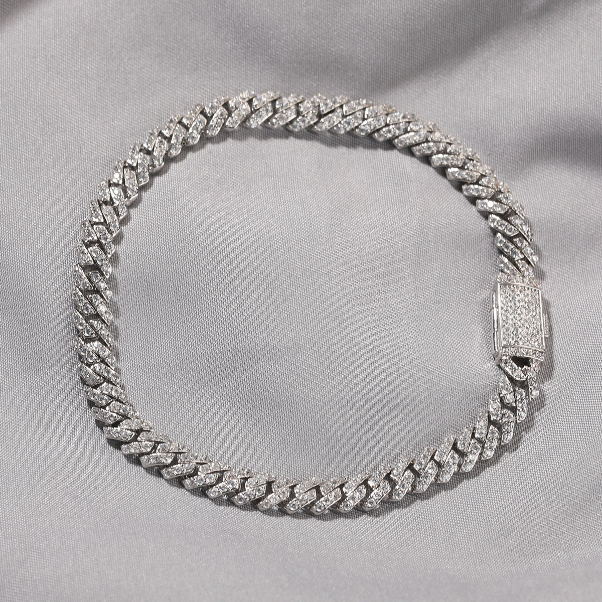 Unisex Iced Out Cuban Link Bracelet with Cubic Zirconia Chain in Gold or Silver product image