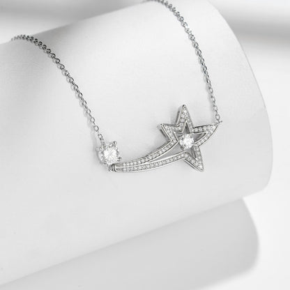 0.5 Carat Moissanite Star Pendant Necklace for Women, Celestial Comet Design