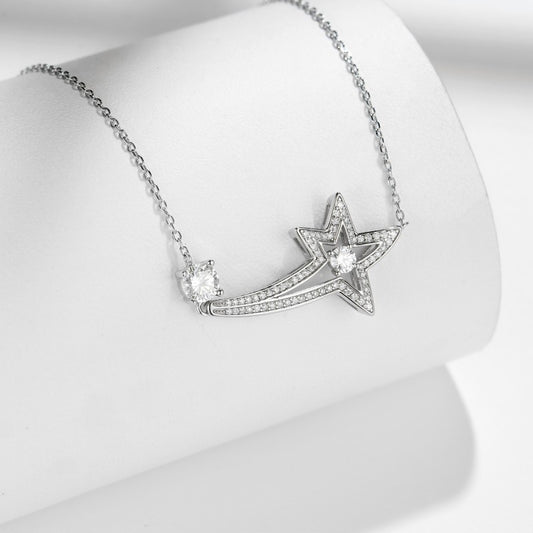 0.5 Carat Moissanite Star Pendant Necklace for Women, Celestial Comet Design alternate product image