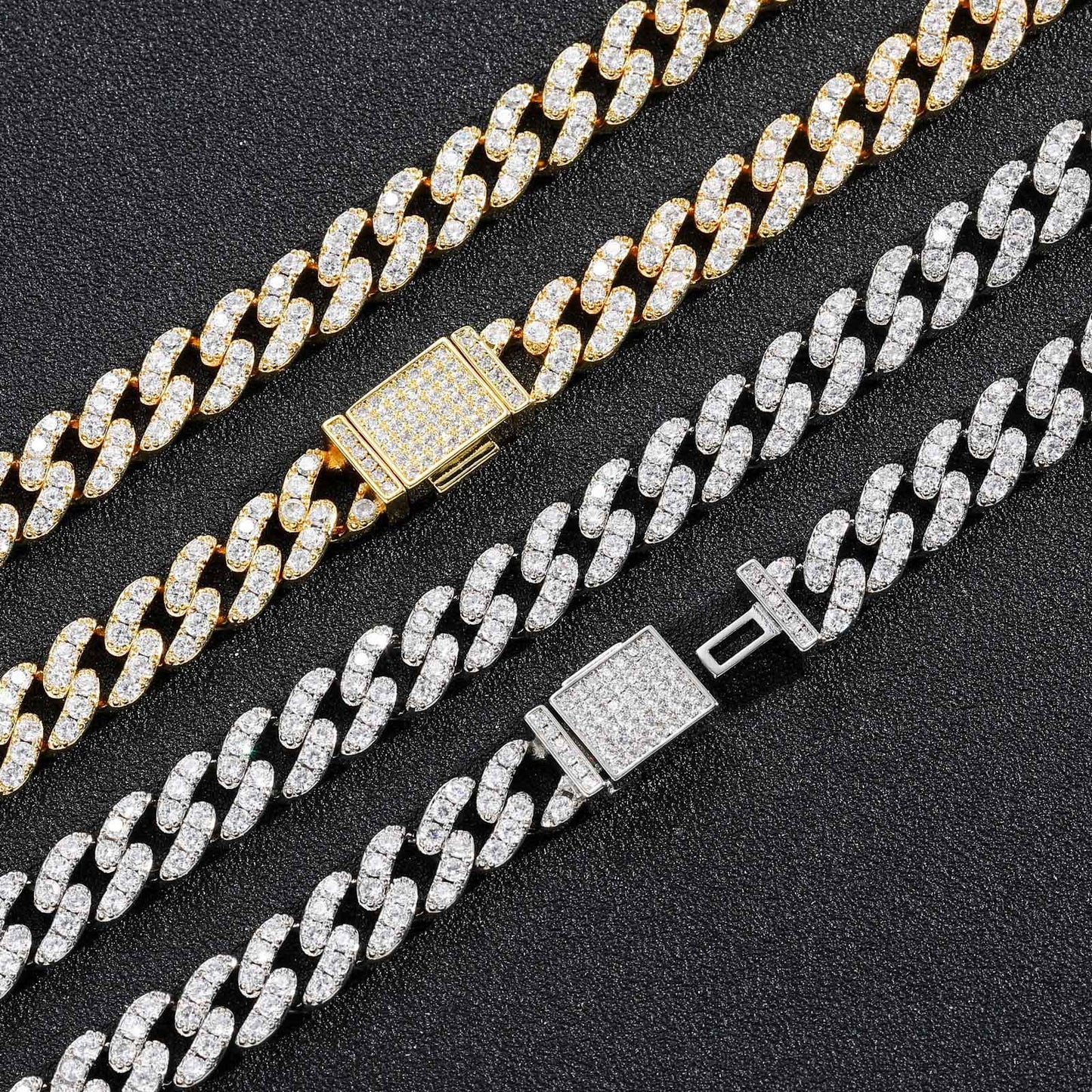 Hip Hop Diamond Shape Cuban Link Cubic Zirconia Necklace for Men