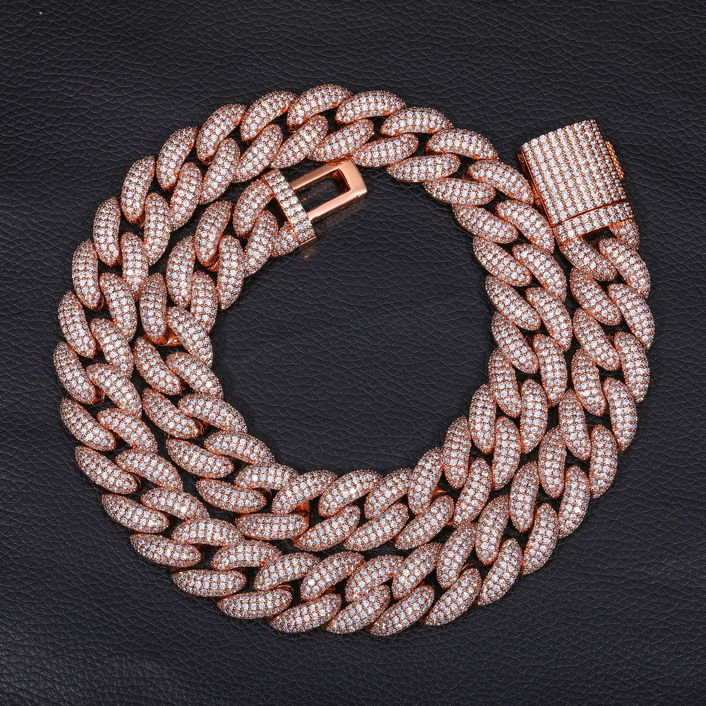 Iced Out Cuban Link Chain Necklace Bracelet Set for Women Men, Round Cubic Zirconia Geometric Hip Hop Jewelry product image