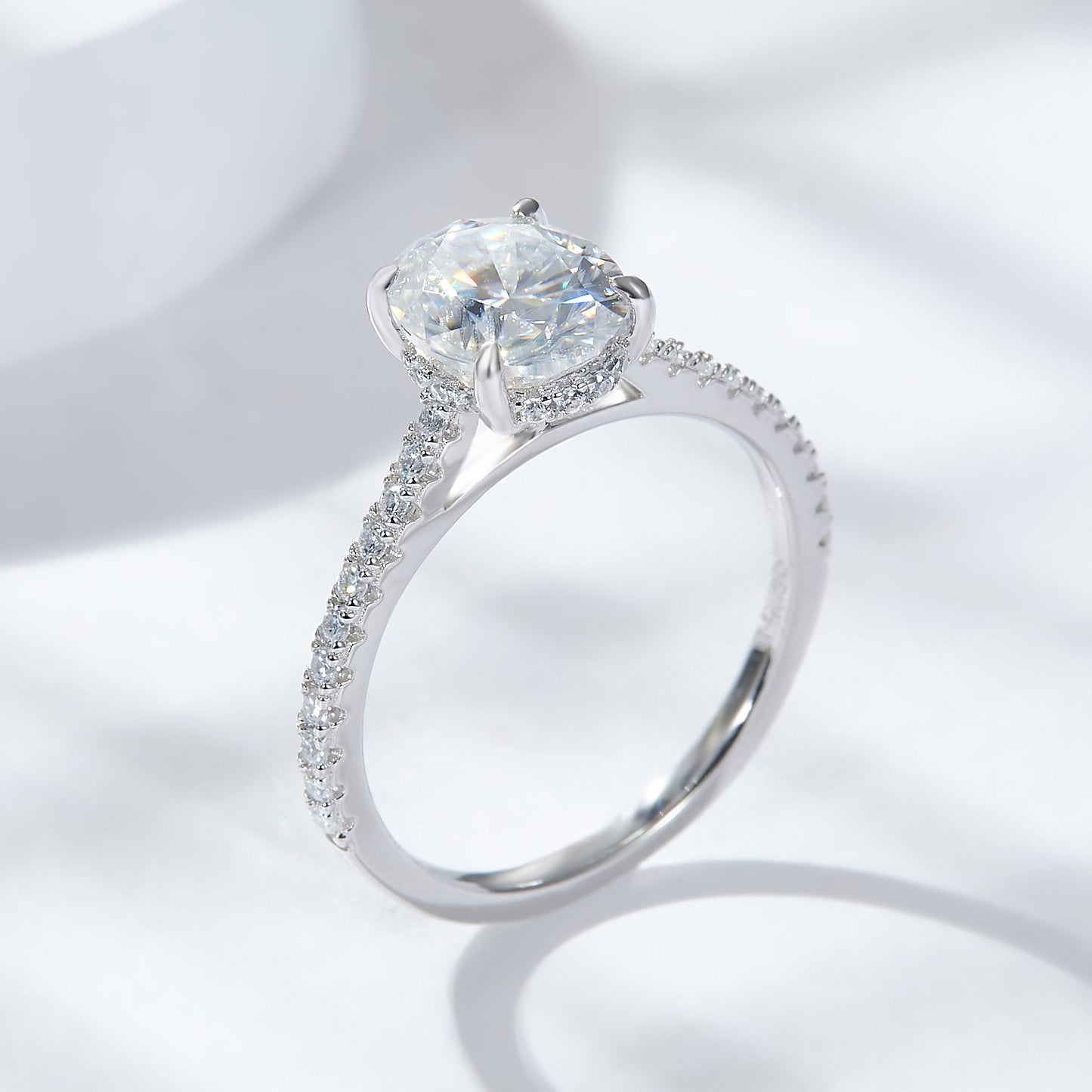 2 Carat Oval Moissanite Ring in 925 Silver, Pav�� Engagement Style product image