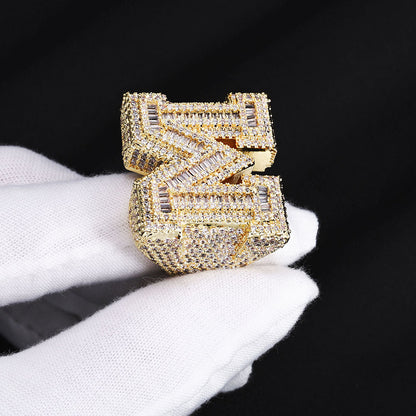Hip Hop Geometric Letter Copper Ring For Men And Women