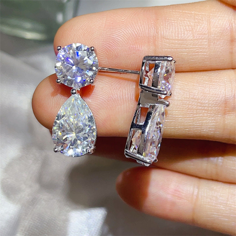 16 Carat D Color Moissanite Teardrop Drop Earrings in Silver product image