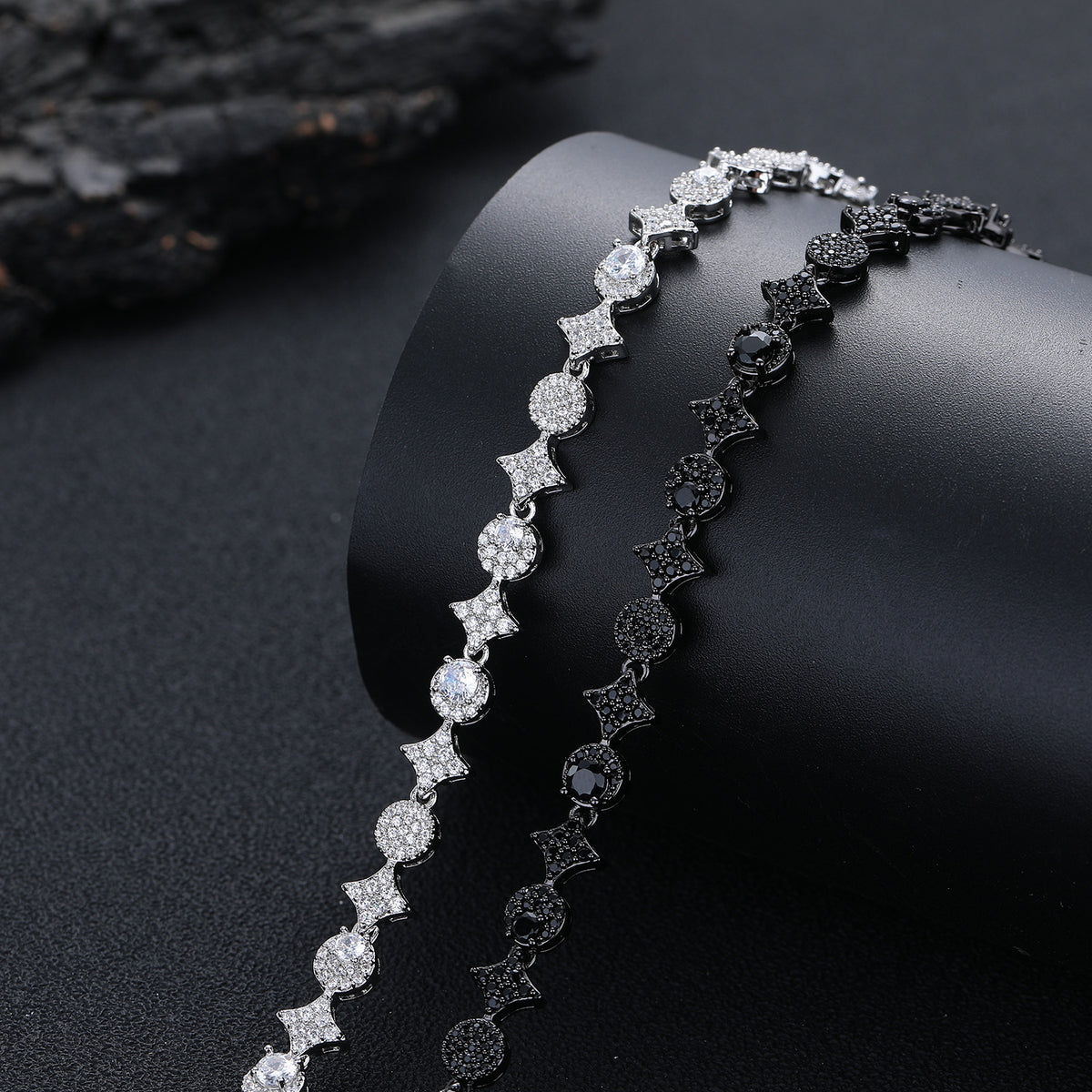 Iced Out Four-Point Star Tennis Chain Necklace and Bracelet, 9MM CZ Geometric Jewelry product image
