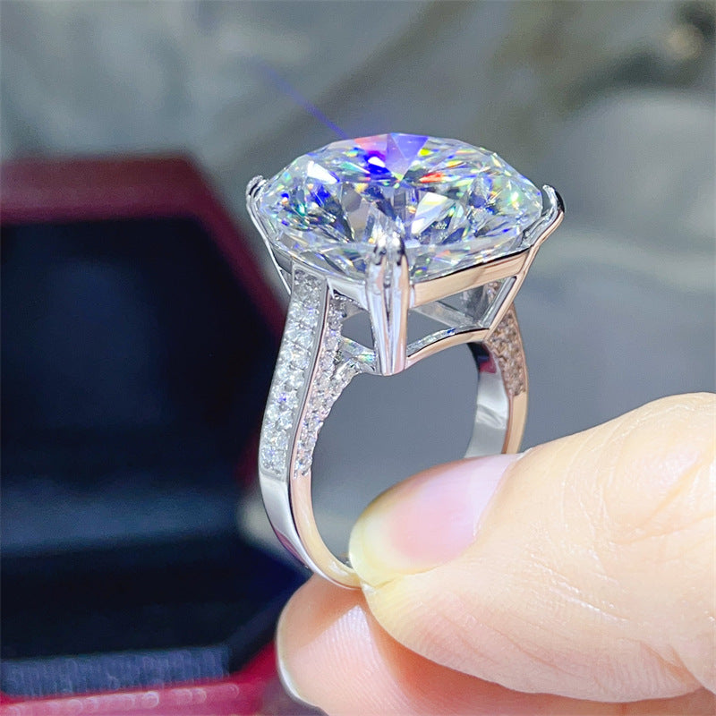 20 Carat Moissanite Ring for Women – Oversized Round Solitaire Engagement Ring product image