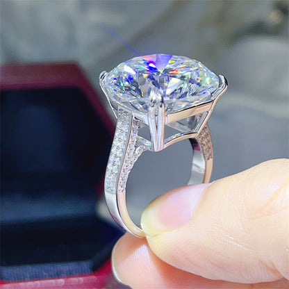 20 Carat Moissanite Ring for Women – Oversized Round Solitaire Engagement Ring