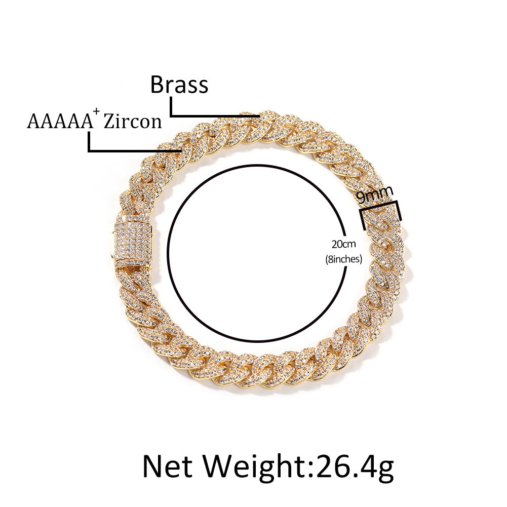 Iced Out Cuban Link Bracelet and Necklace Set for Women and Men, Silver or Gold Color Crystal Chain Jewelry product image