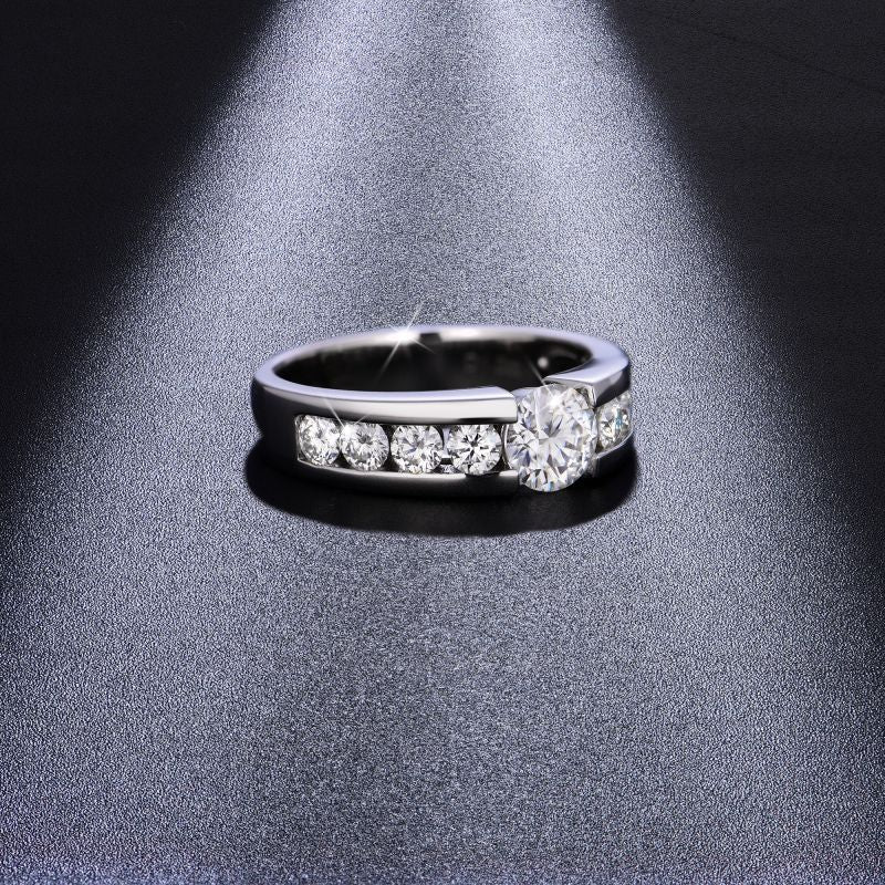 1 Carat Moissanite Ring, 925 Silver 18K Gold Plated Round Halo Band product image