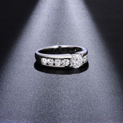 1 Carat Moissanite Ring, 925 Silver 18K Gold Plated Round Halo Band