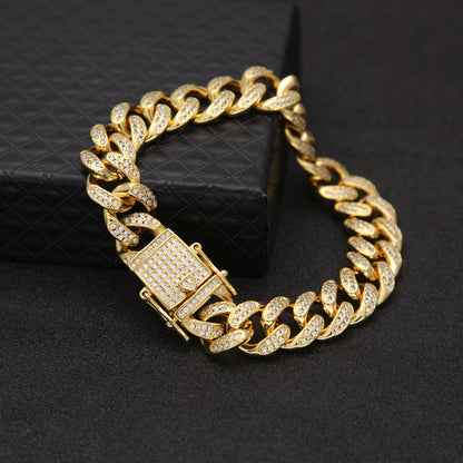 Men’s Iced Cuban Link Chain Bracelet – Gold Plated & Silver Plated Hip Hop Statement Jewelry