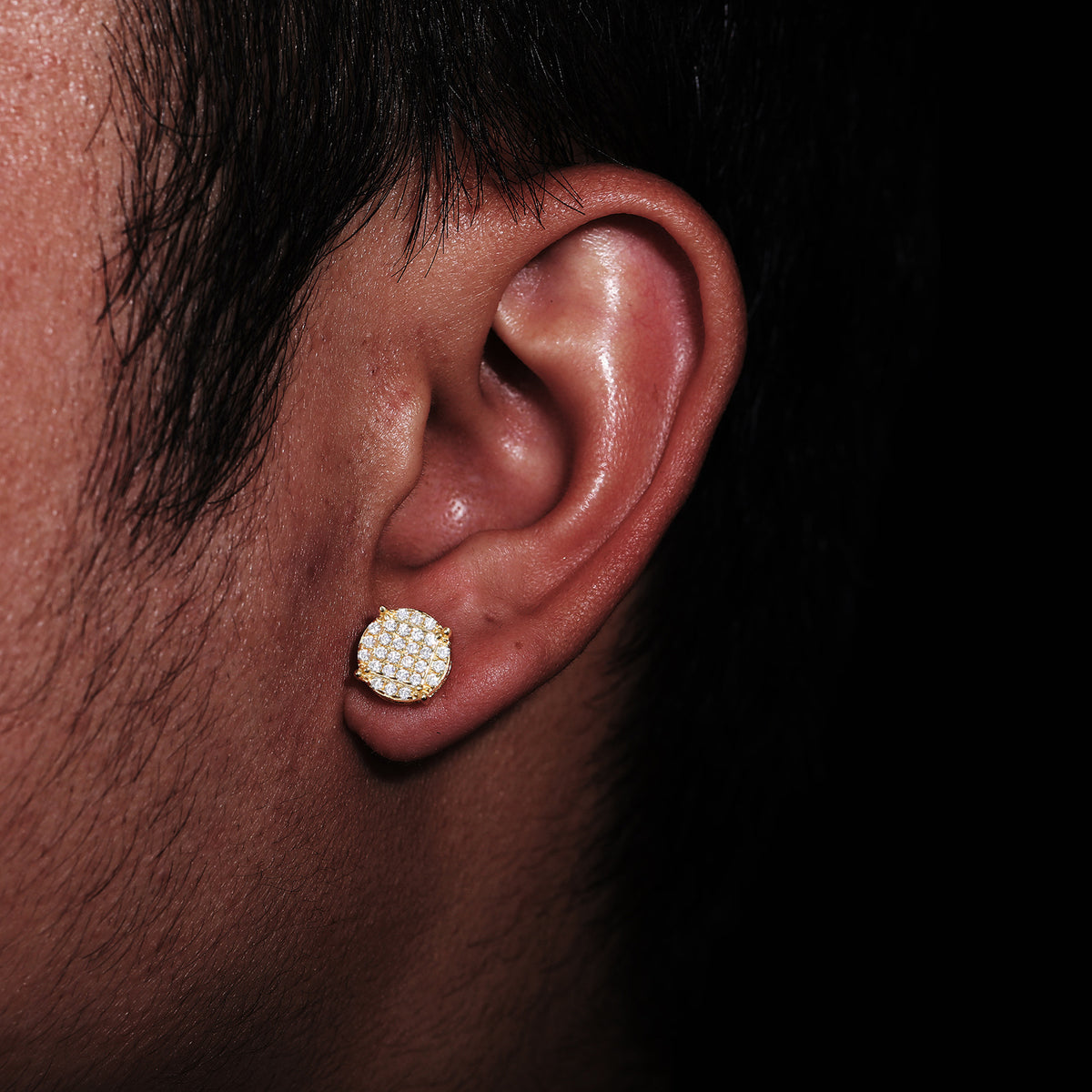 Geometric Pave Stud Earrings, Square Crystal Hip Hop Ear Studs, Unisex product image