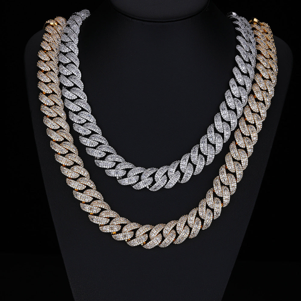 Iced Out Cuban Link Chain Necklace Bracelet, 20mm Hip Hop Cubic Zirconia Jewelry product image