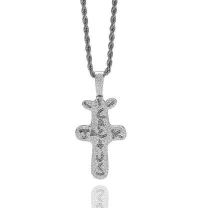 Iced Out Cross Pendant Necklace for Women and Men, Gold Plated or Silver Plated Cuban Twist Chain, Cubic Zirconia Hip Hop Statement Necklace