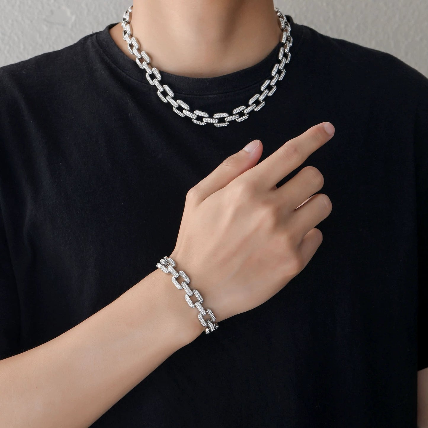 Hip Hop Geometric Cuban Link Alloy Necklace for Men