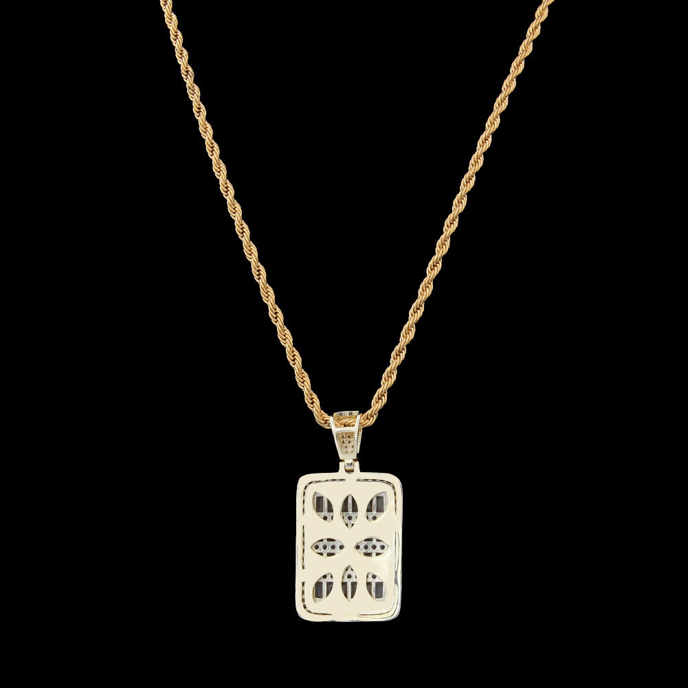 Iced Out Rectangular Pendant Necklace with Cubic Zirconia Hip Hop Chain for Women and Men product image