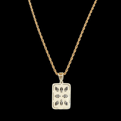 Iced Out Rectangular Pendant Necklace with Cubic Zirconia Hip Hop Chain for Women and Men