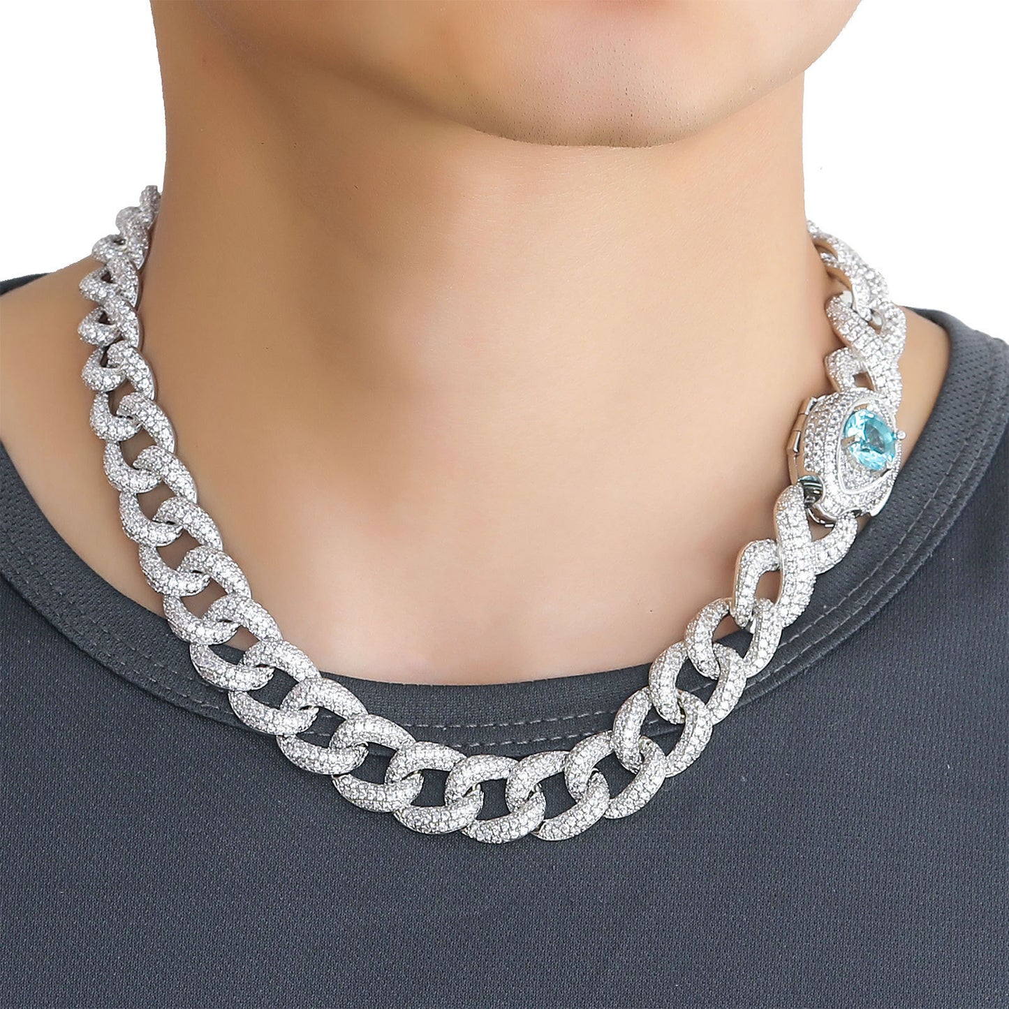 Hip Hop Vintage Cuban Link Cubic Zirconia Necklace for Men