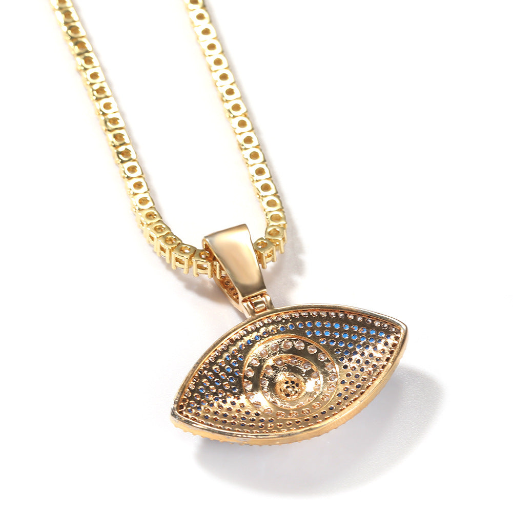 Evil Eye Pendant Necklace for Women with Crystal Detail, 24 Inch Stainless Steel Twist Chain, Gold or Silver Tone Statement Jewelry