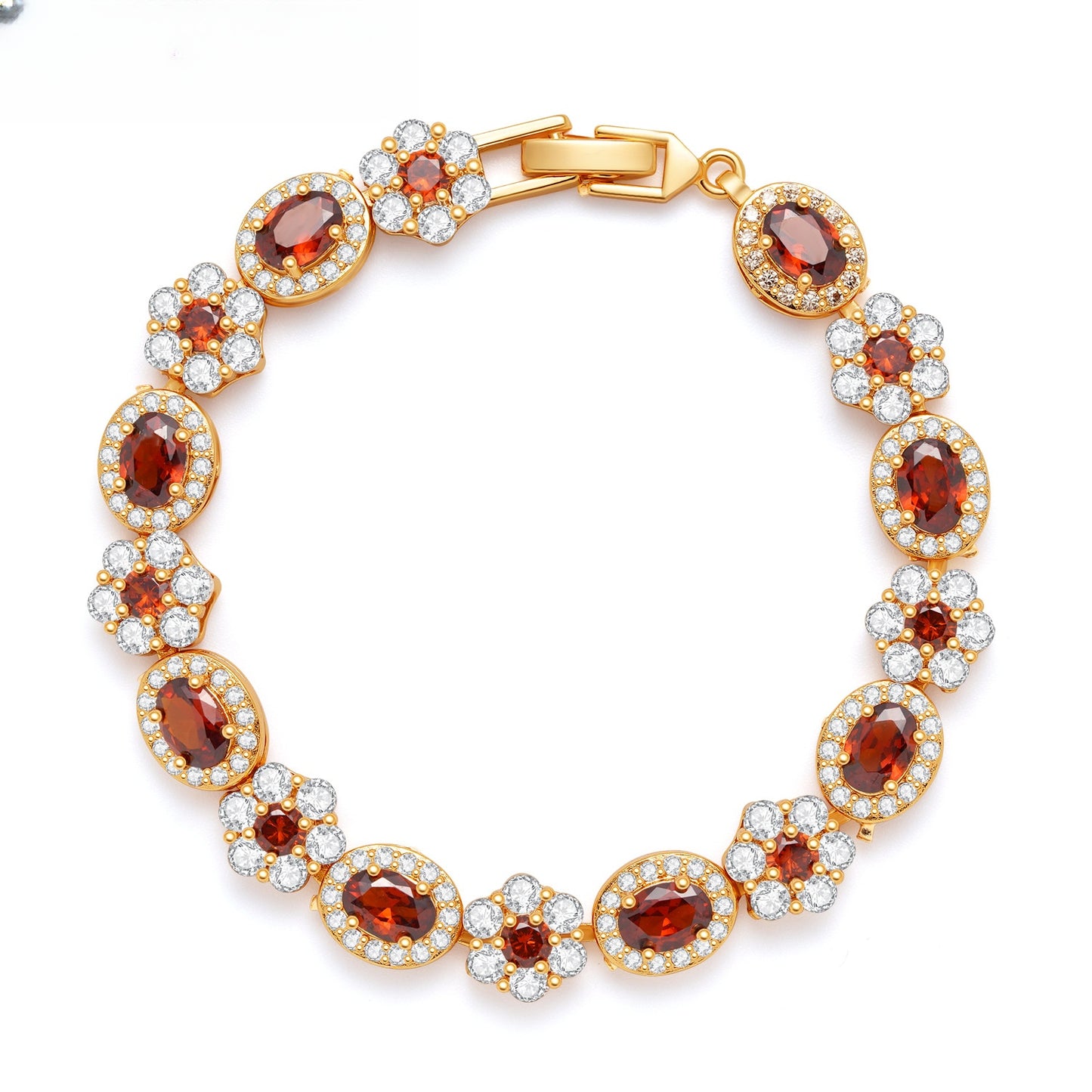 Floral Halo Oval Gemstone Bracelet for Women Elegant Statement Jewelry