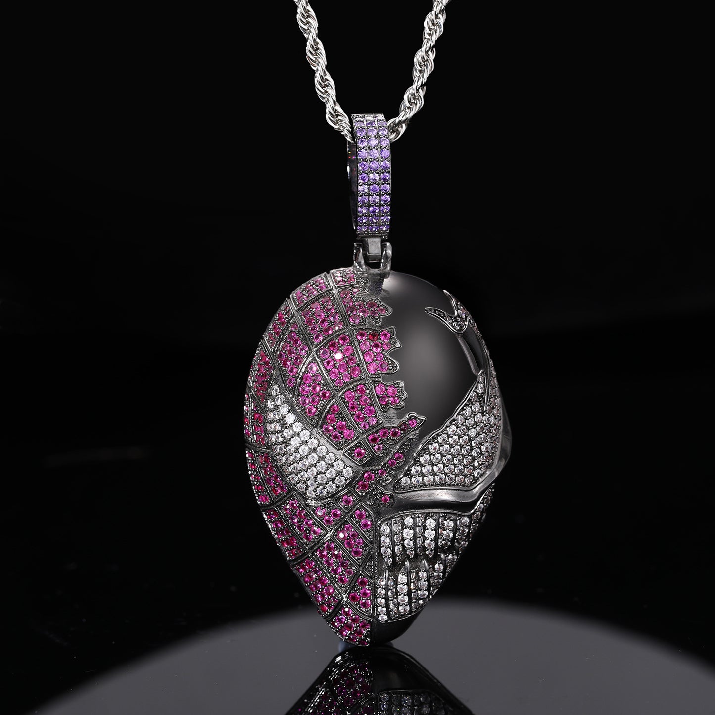 Iced Out Cartoon Mask Pendant Necklace for Men - Hip Hop Copper Jewelry with Cubic Zirconia product image