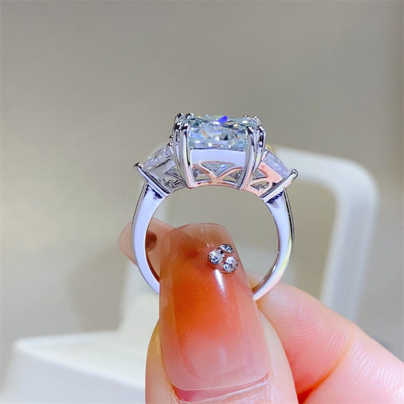 VVS Moissanite Ring for Women, 2 Carat Round Three-Stone Engagement Ring, 5 Carat Option product image