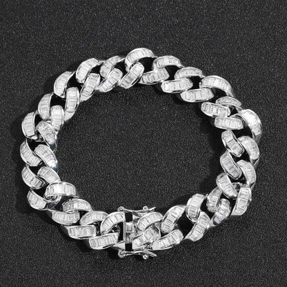 Hip Hop Light Luxury Square Cuban Link Cubic Zirconia Bracelet for Men