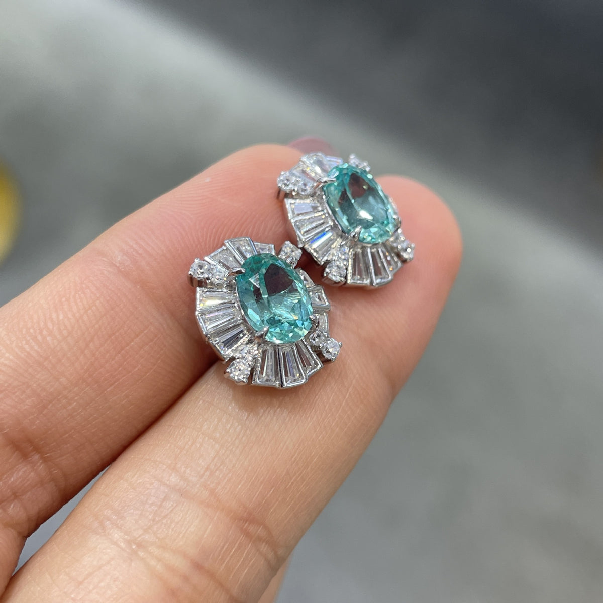 S925 Silver Post Lab-Created Paraiba Floral Stud Earrings, Petite Teal 6–8 mm Earrings for Women product image