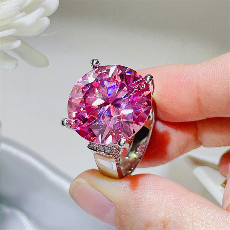 Pink Moissanite Ring for Women – 20 Carat Round Solitaire Statement Ring product image