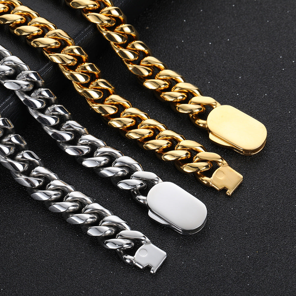 6-12 mm Polished Rounded Cuban Hip Hop Necklace with Stainless steel Base - CHA030 product image