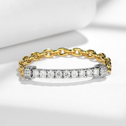 Two-Tone Tennis Bracelet with Clear Round Stones and T-Bar Clasp