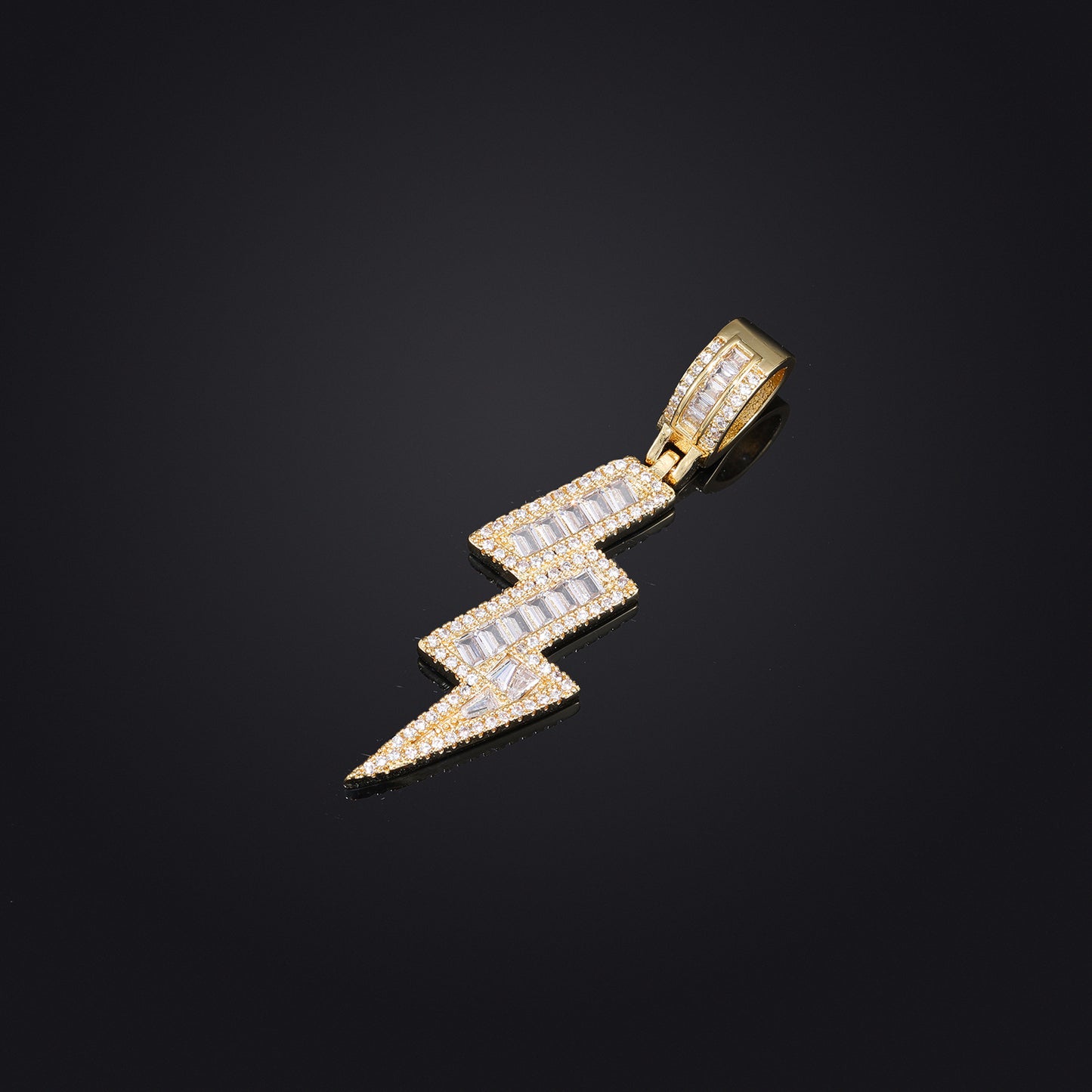 Lightning Bolt Zircon Pendant Necklace, Hip Hop Chain Jewelry for Men product image