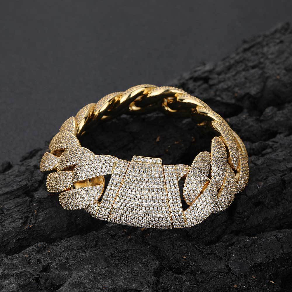 24 mm Wide Pave Cuban Copper Bracelet with Cubic Zirconia - CHA142 product image