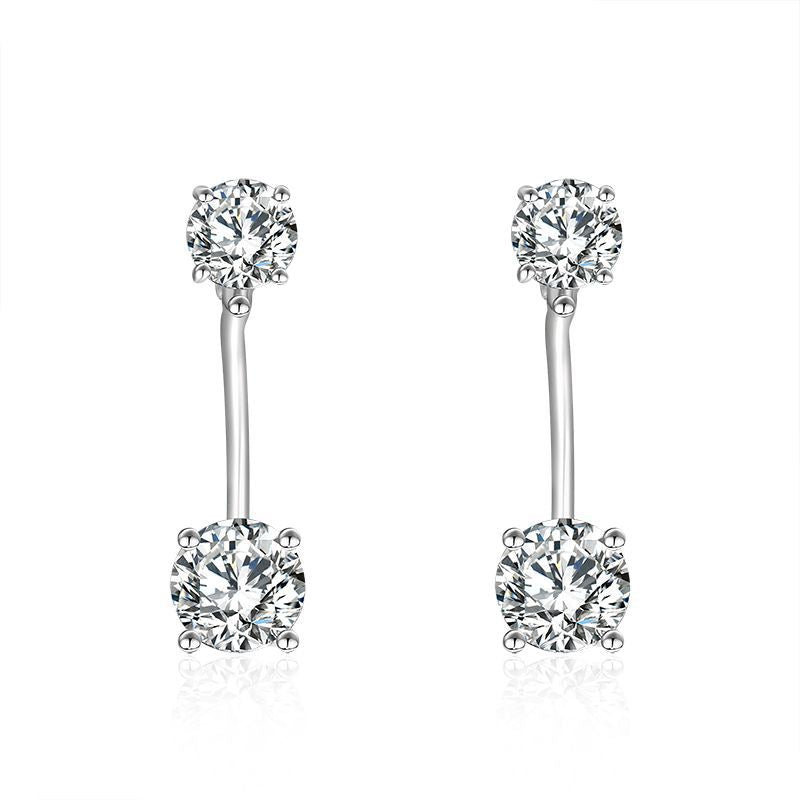 6.5mm Round Moissanite Stud Earrings, Two-Way Wear, 4-Prong S925 Silver Plated 18K Gold for Women product image