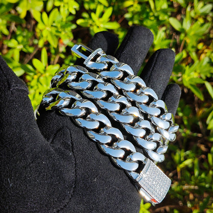 Iced Out Cuban Link Chain Necklace Unisex Hip Hop Statement Jewelry