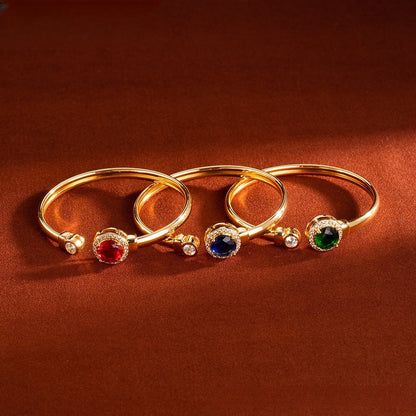 Ruby Circle Minimalist Cuff Bracelet for Women