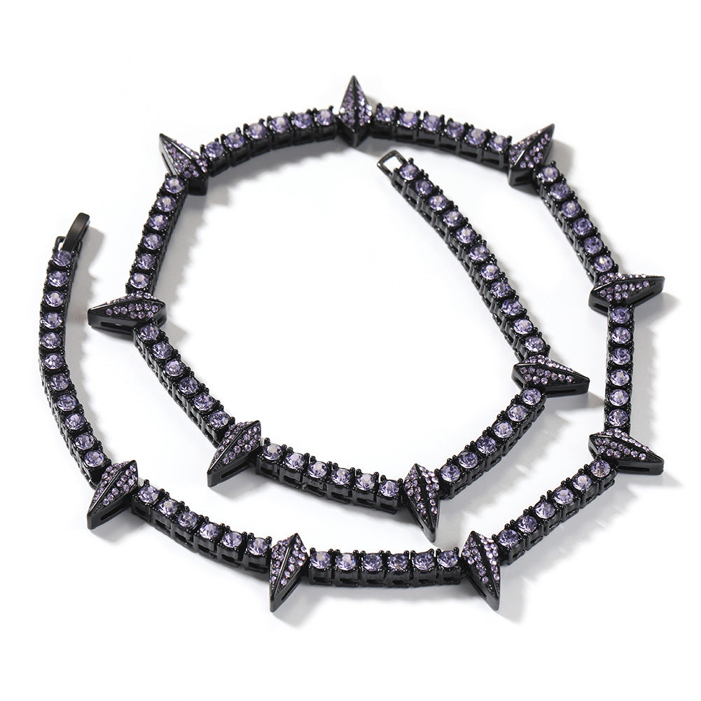 Unisex Iced Arrow Chain Necklace Pendant - Statement Hip Hop Crystal Chain in Silver, Gold, Rose Gold, Black & Glow Colorways
