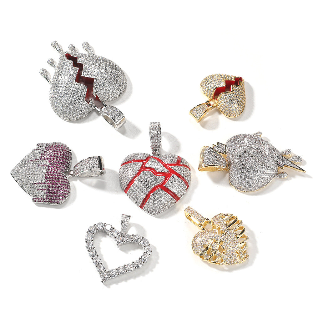 Iced Heart Pendant Necklace for Women - Cubic Zirconia Hip Hop Chain Necklace in Gold, Silver & Rose Gold Tones