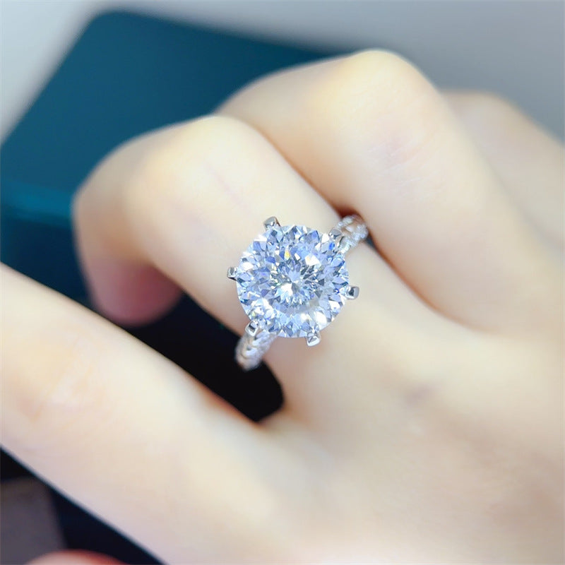 5 Carat Moissanite Ring for Women, Round Solitaire Six-Prong Engagement Ring product image