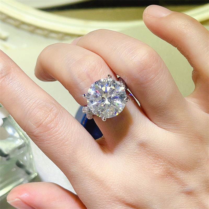 10 Carat Moissanite Halo Ring for Women, Geometric U-Shaped Statement Engagement Ring product image