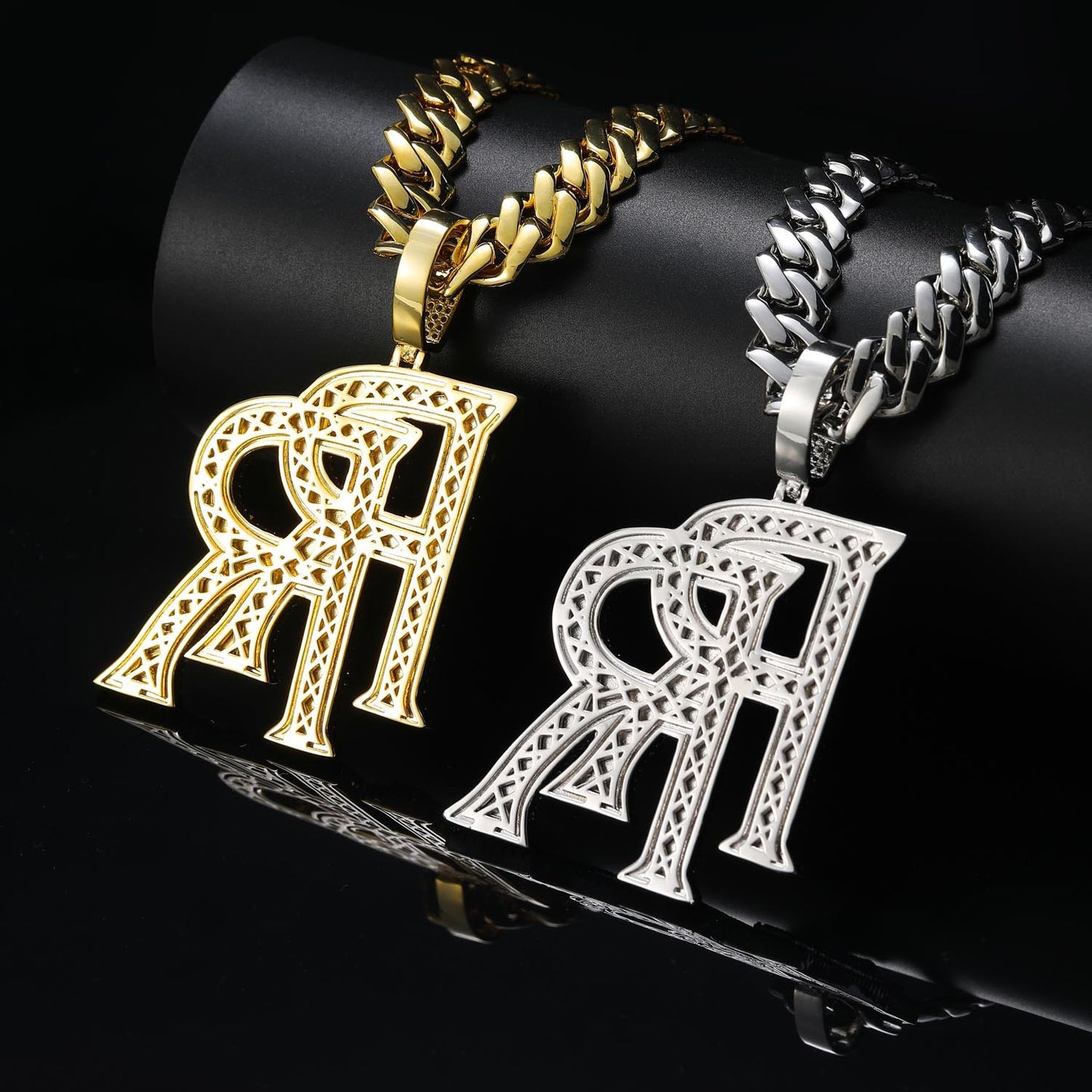 Hip Hop Letter Copper Pendant Necklace for Men and Women