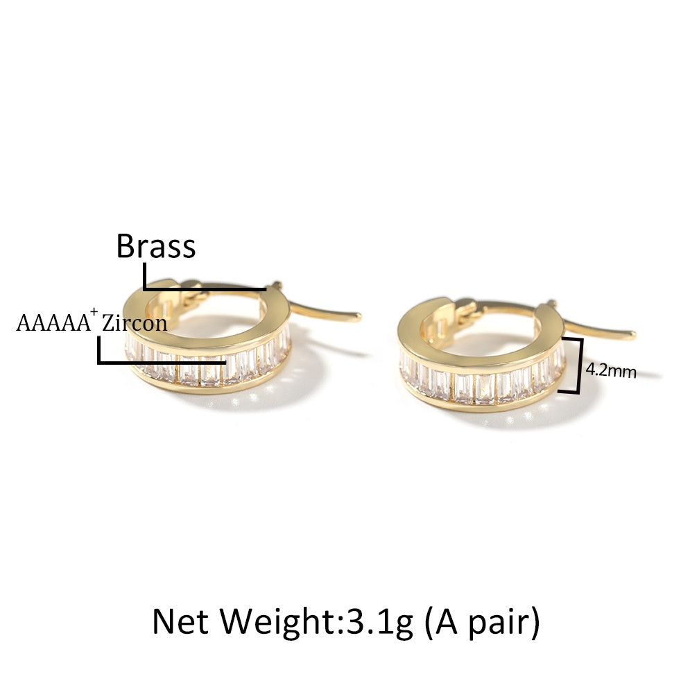 Men’s Gold & Silver Plated Cubic Zirconia Hoop Earrings – Round Line Statement Huggie Earrings product image