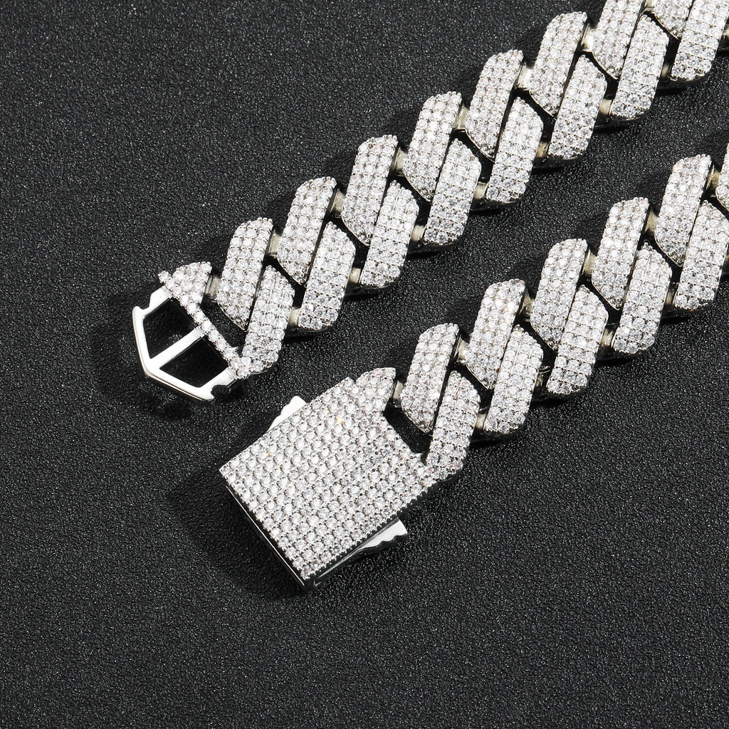 Hip Hop Diamond Shape Cuban Link Cubic Zirconia Bracelet for Men