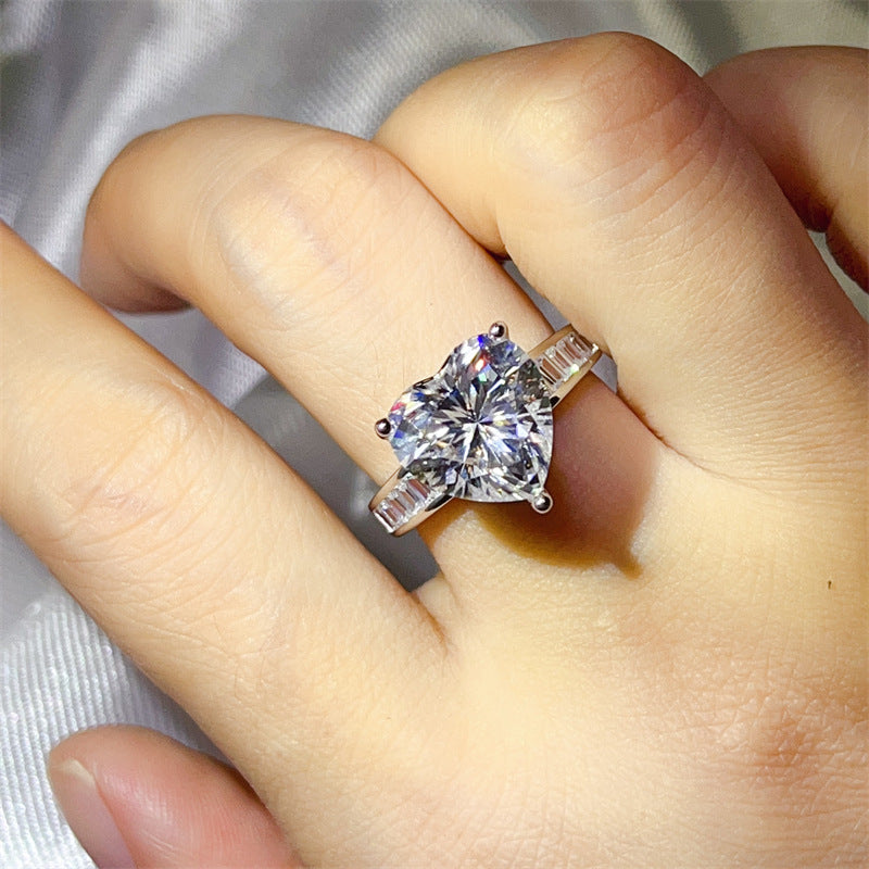 Heart Cut Moissanite Ring for Women, Halo-Style Engagement Ring, 1 Carat 2 Carat 3 Carat 5 Carat Promise Ring product image